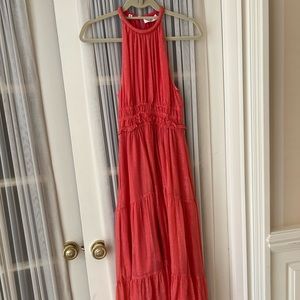 ALC Ella dress in coral & gold threading